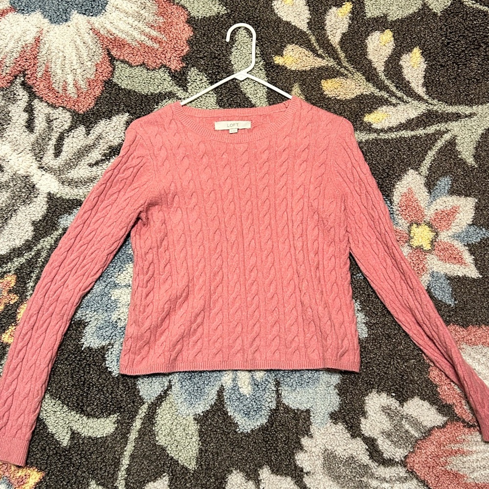 Pink Cable Knit Sweater loft size extra small